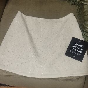 Lulu's Sparkling Cream Mini Skirt